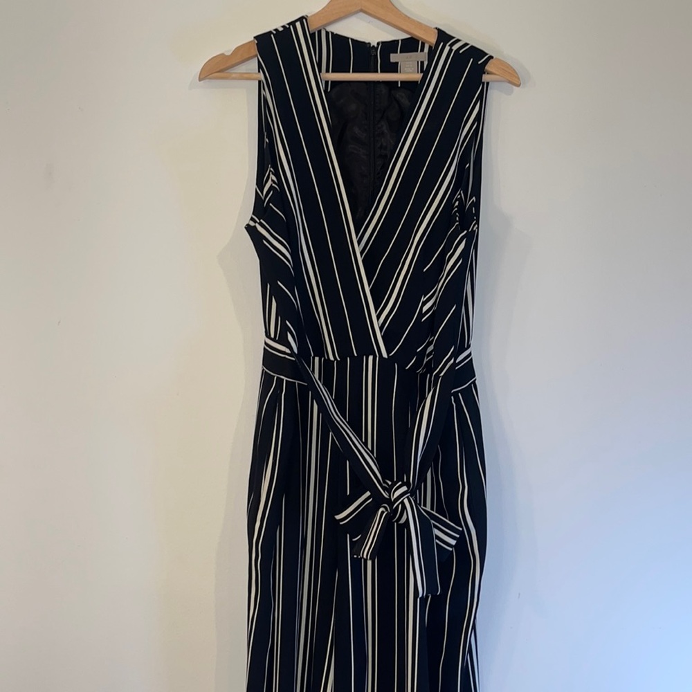 H&M Black and White Striped Jumpsuit